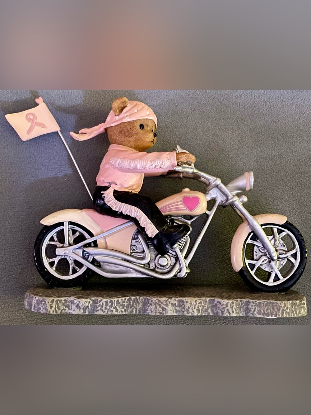 Faithful Fuzzies Motorcycle Bear Pink "Headed For A Cure" Breast Cancer H5281